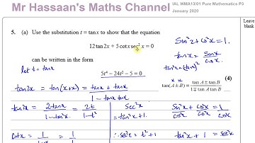 WMA13 IAL (Edexcel) P3 Jan 2020 Q5 Trigonometric Identities    Equations