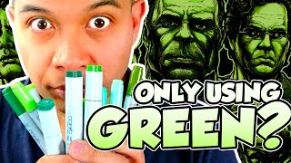 Coloring using ONLY GREEN MARKERS??? THE HULK!