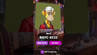 Top 10 Most Expensive Bored Ape Yacht Club (BAYC) NFT #shorts