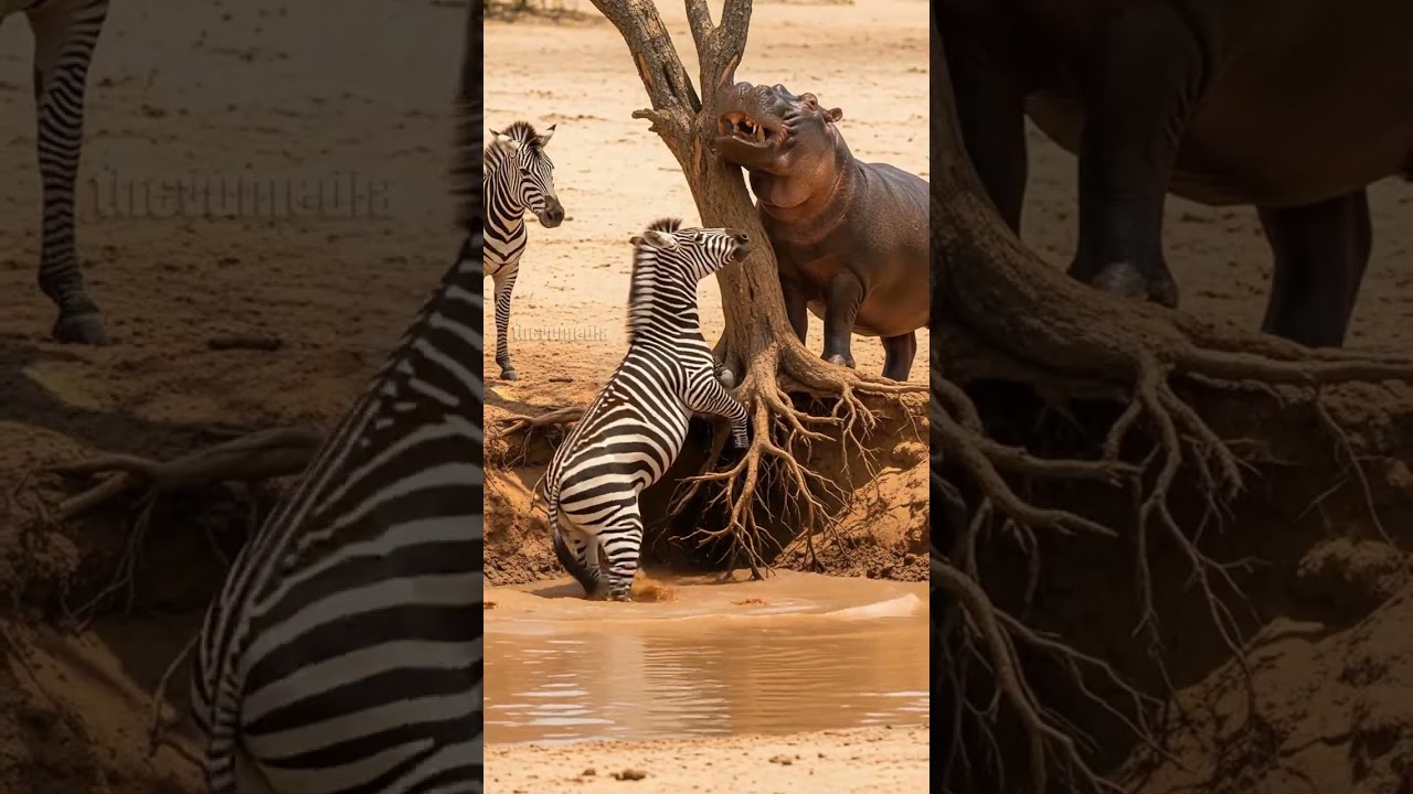 Hippo Saves Zebra From Deadly Quicksand! 