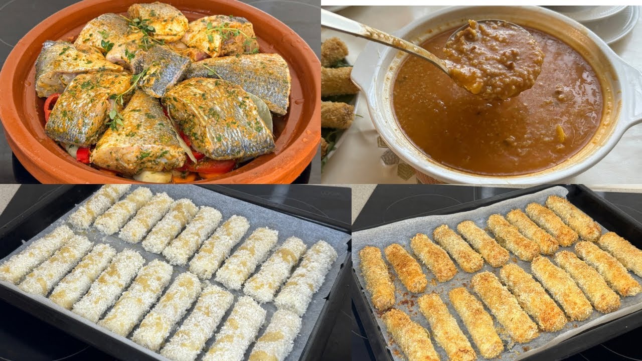 حريرة لبلبولة لذتها ياااسلام 👌طاجين الحوت معلك سيكار بدون قلي بصوص البارميزان والجبن المدخن