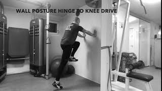 Wall Posture Hinge To Knee Drive - Upside Strength Exercise Library