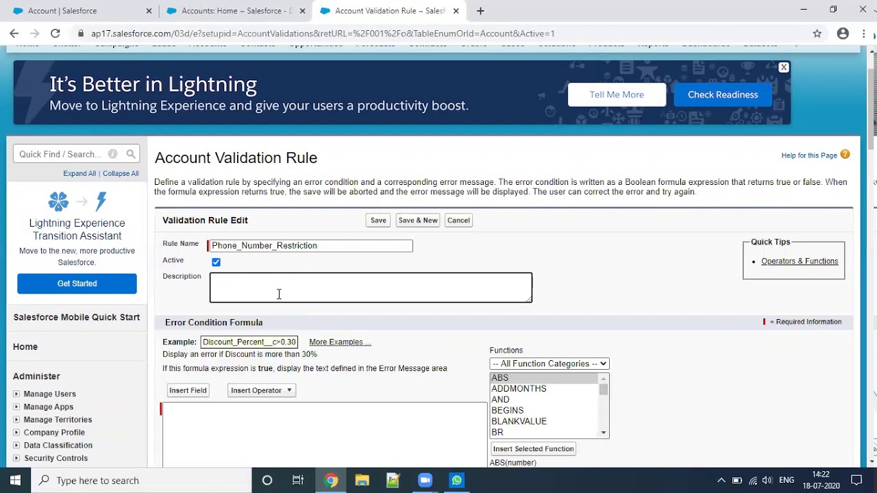 Validation Rule ,Page Layout and Record Type Part 1 - YouTube