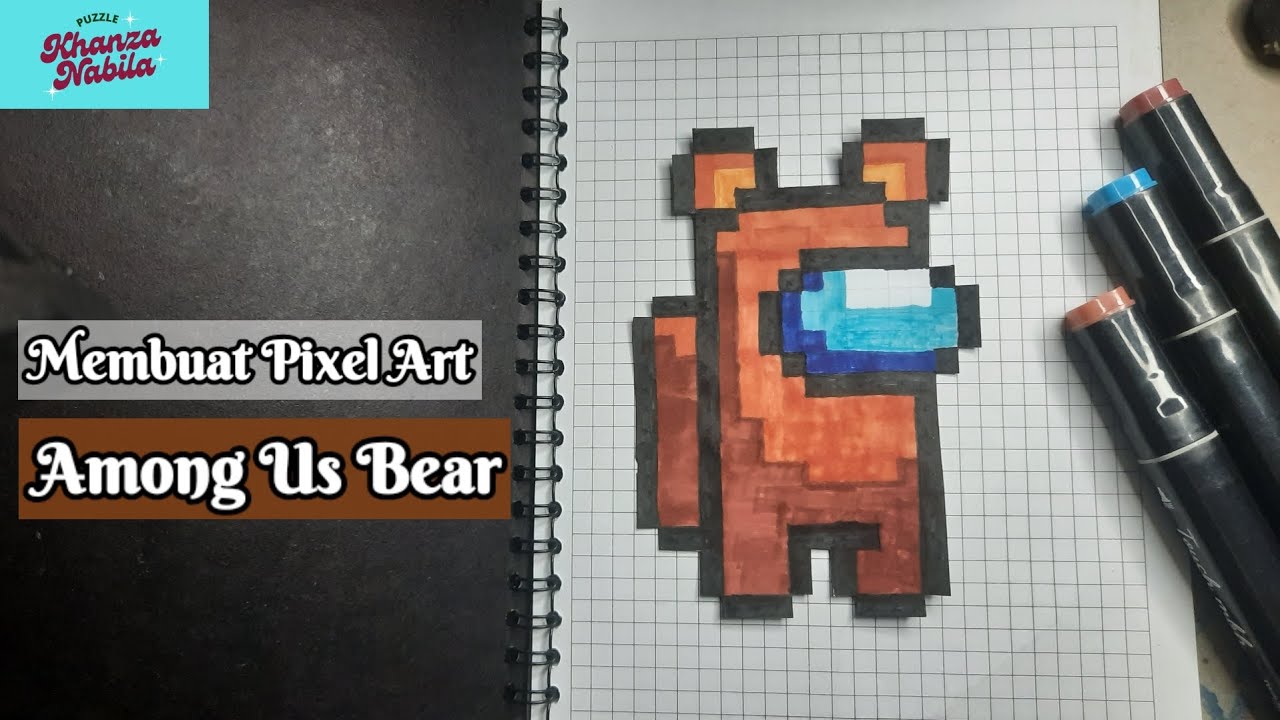 How to make Pixel Art AmongUs Bear #pixelart #pixelideas - YouTube