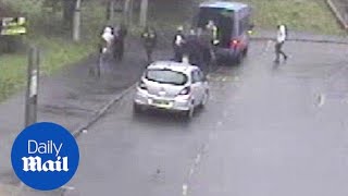 Moment Man Steals Minibus And Runs Red Light In Pontnewydd, Wales