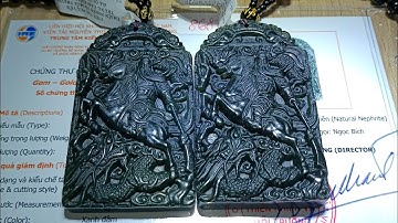 Đá ngọc bích chạm khắc Quan Công cưỡi ngựa 🐎 rất đẹp 😍 868k 1 mặt dây chuyền có giấy kiểm định