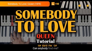 Video thumbnail of "Somebody To Love (Queen) Piano or Keyboard Tutorial chords & lyrics"