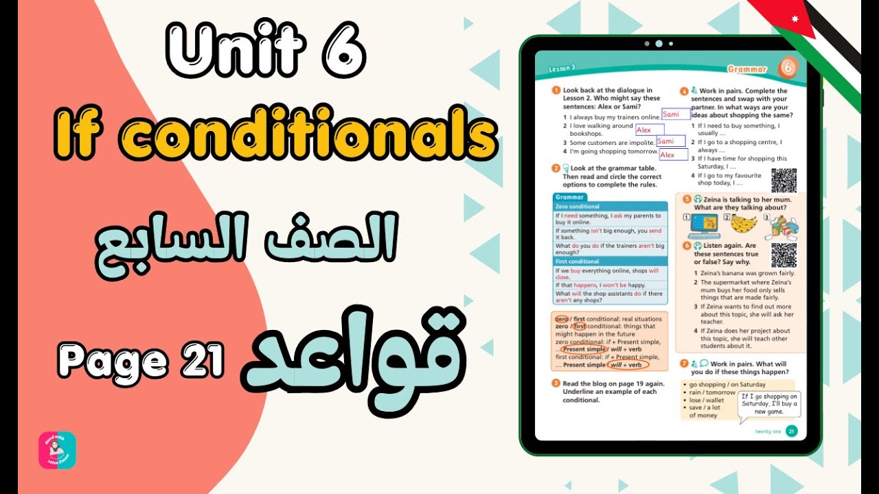 شرح قواعد درس سابع انجليزي | الوحدة السادسة | الفصل الثاني | صفحة 21 | Zero and First Conditionals
