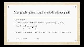 KALIMAT AKTIF DAN PASIF