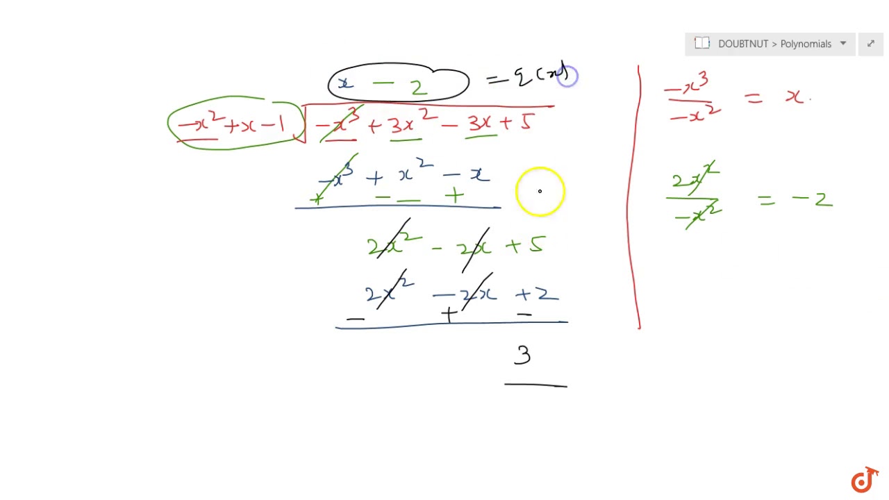 Divide `3x^2+x^33x+5` by `x1x^2` , and verify the