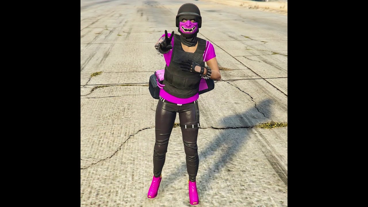 😍 Gta 5 Online Easy Cute Female Outfit whit Pink Black Bag and