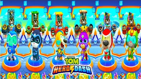 talking tom hero dash - super heroes legend suit - saving all heroes - full gameplay (android, ios)