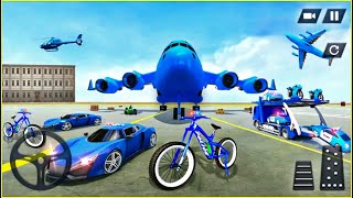 Police BMX Bicycle Transport - Car & Truck Driving in Aeroplane Transport - Android Gameplay screenshot 1
