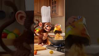 Baby Monkey Chef in Funny 😆 🔥 #monkey #viralvideo #cartoon #funny #viral #animation #disney #cute