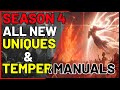 Season 4  all new uniques  temper manuals  ptr  crafting  diablo 4  season 3
