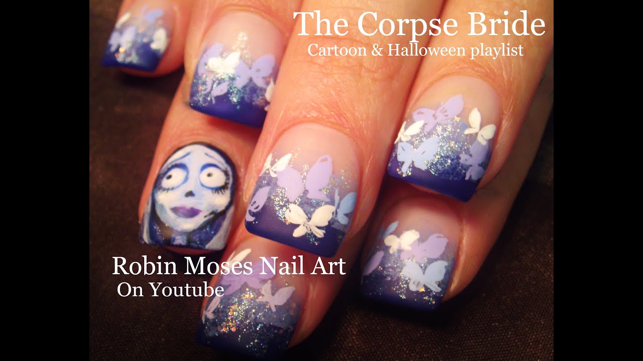 The Corpse Bride Nails Erfly Nail Art Design Tutorial You Inspiredbyrobinmoses Nailart Robinmoseswizards