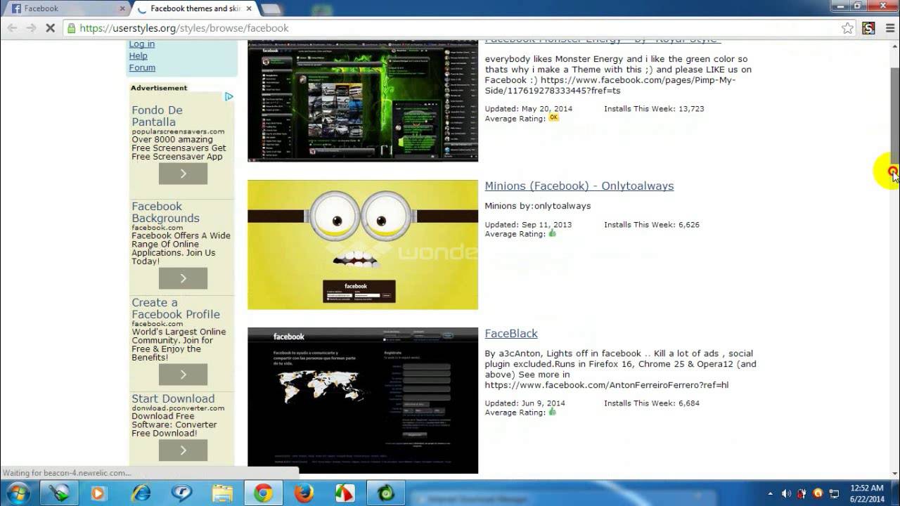 how to change facebook theme using google chrome