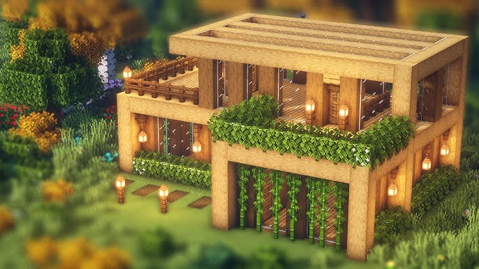 ⚒️ Minecraft Tutorial  Casa MODERNA (de MADEIRA) ⚒️ 