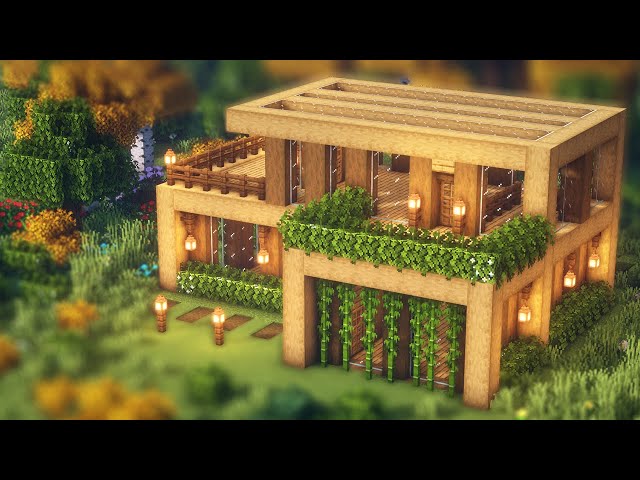 Mini casa moderna de madeira #fy #fyp #minecraft