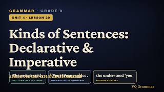 Grammar Grade 9 | Unit 4, Lesson 29 — Kinds of Sentences: Declarative & Imperative