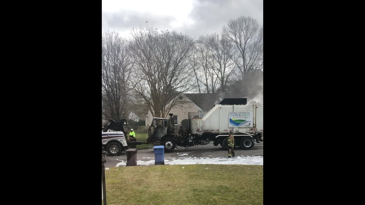 Crews in Chesapeake respond to garbage truck fire