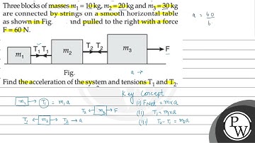 Three blocks of masses \( m_{1}=10 \mathrm{~kg}, m_{2}=20 \mathrm{~...