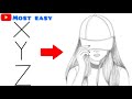 How to draw a girl wearing hat  girl with hat drawing  easy pencil sketch for beginners