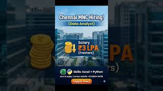 Freshers Data Analyst Job in Chennai! 🎓 | MNC Hiring | Salary 3 LPA | Apply Now 📞