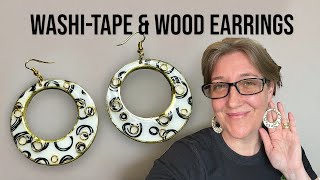 DIY washi-tape wood earrings, Easy, designer statement earrings, how to make wood earrings easily