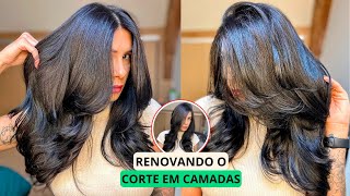 CORTE EM CAMADAS SOZINHA EM 5 MINUTOS - BUTTERFLY CUT| Por @jessicatthings_