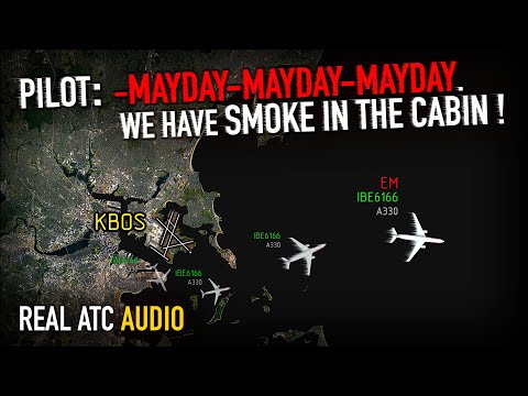 MAYDAY-MAYDAY-MAYDAY, Smoke in the Cabin. Iberia Airbus A330-300. REAL ATC