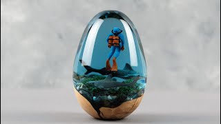 диорама из эпоксидных яиц подводный мир | эпоксидное искусство
