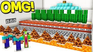 THE WORLD'S BIGGEST MINECRAFT DEATHRUN VS NOOBS!