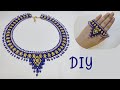 How to make beaded necklace, blue beaded necklace with seed beads