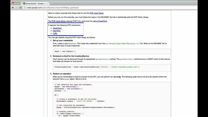 Getting Started with the PHP Client Library for DoubleClick For Publishers API