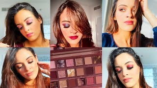 5 looks 1 palette || New Huda beauty palette Naughty Nude || ٥ لوكات مختلفه بباليت هدي بيوتي الجديده