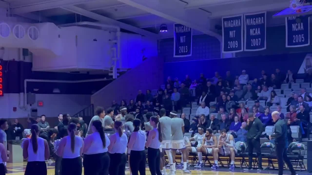 Niagara men’s basketball player introductions at the Gallagher Center