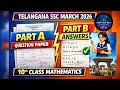SSC Maths March 2026 Paper | Part A Questions & Part B Answers Telangana