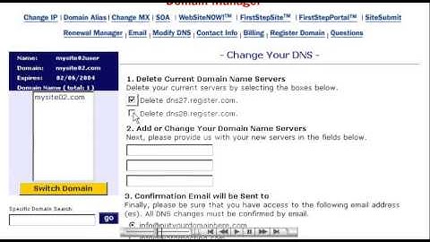Making Domain Name Server (DNS) changes at Register.com