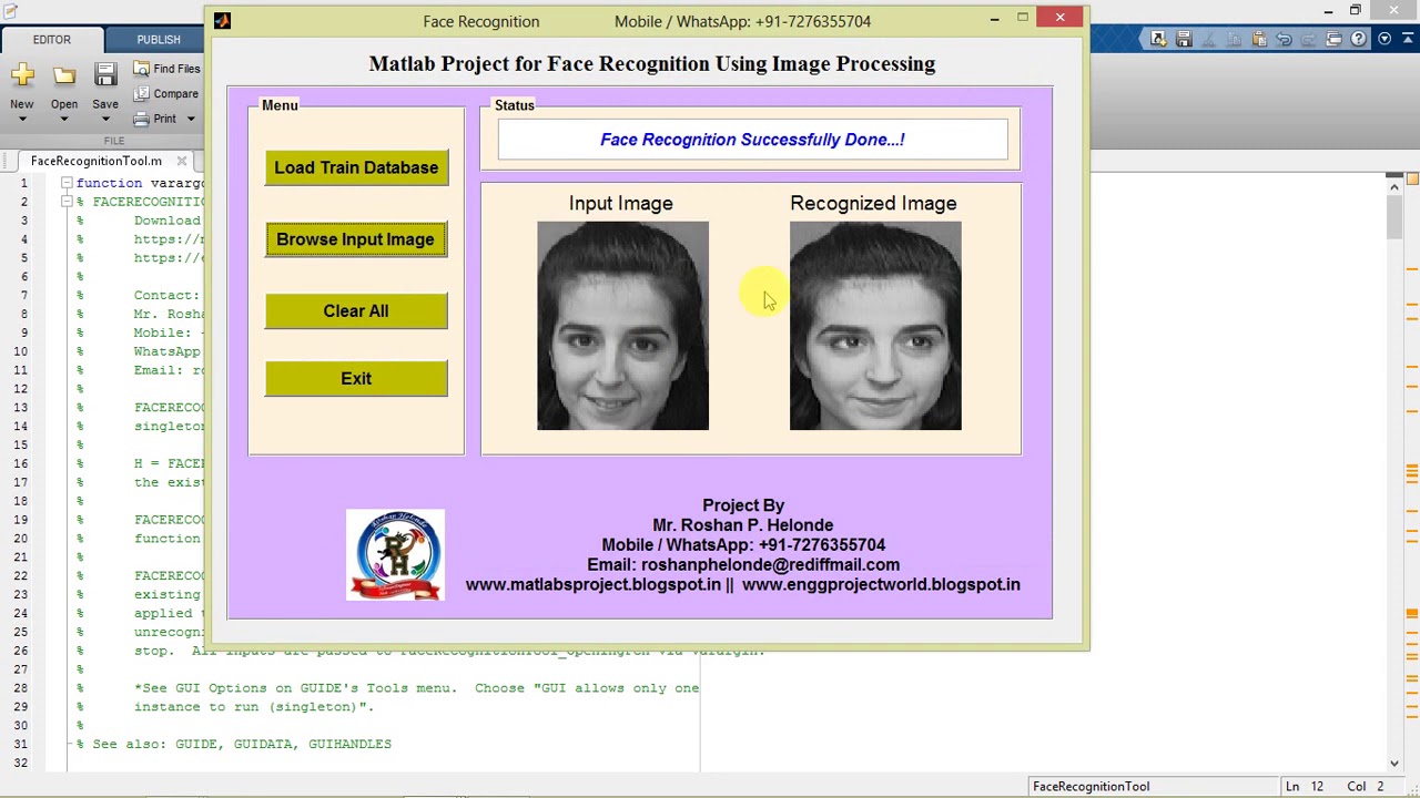 Face Recognition using Matlab Project YouTube