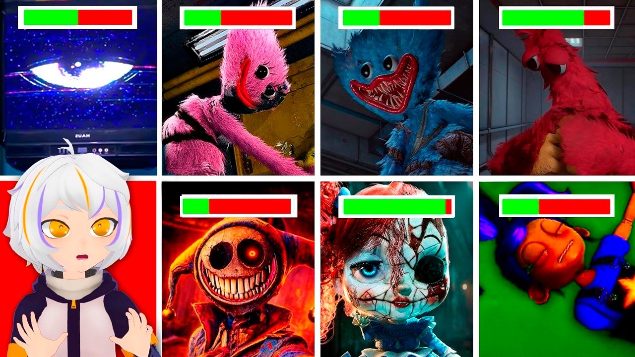 Poppy Playtime Chapter 1, 2, 3, 4, 5 - Todas las MUERTES con BARRA DE VIDA | ChuyMine REACCIONA