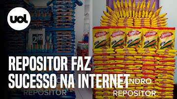 Repositor faz sucesso no TikTok ao fazer artes com produtos de supermercado