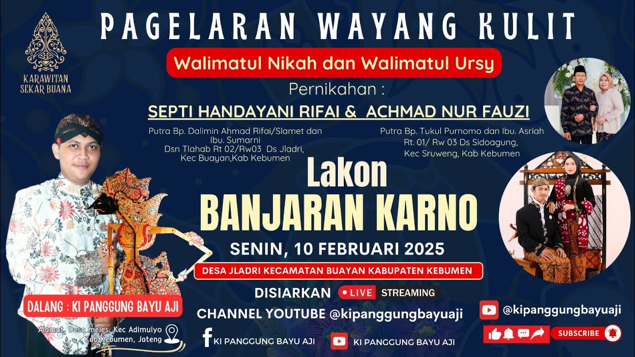 LIVE🔴PAGELARAN WAYANG KULIT LAKON BANJARAN KARNO DALANG KI PANGGUNG BAYU AJI