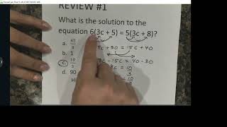 STAAR EOC Algebra 1 Review # 1
