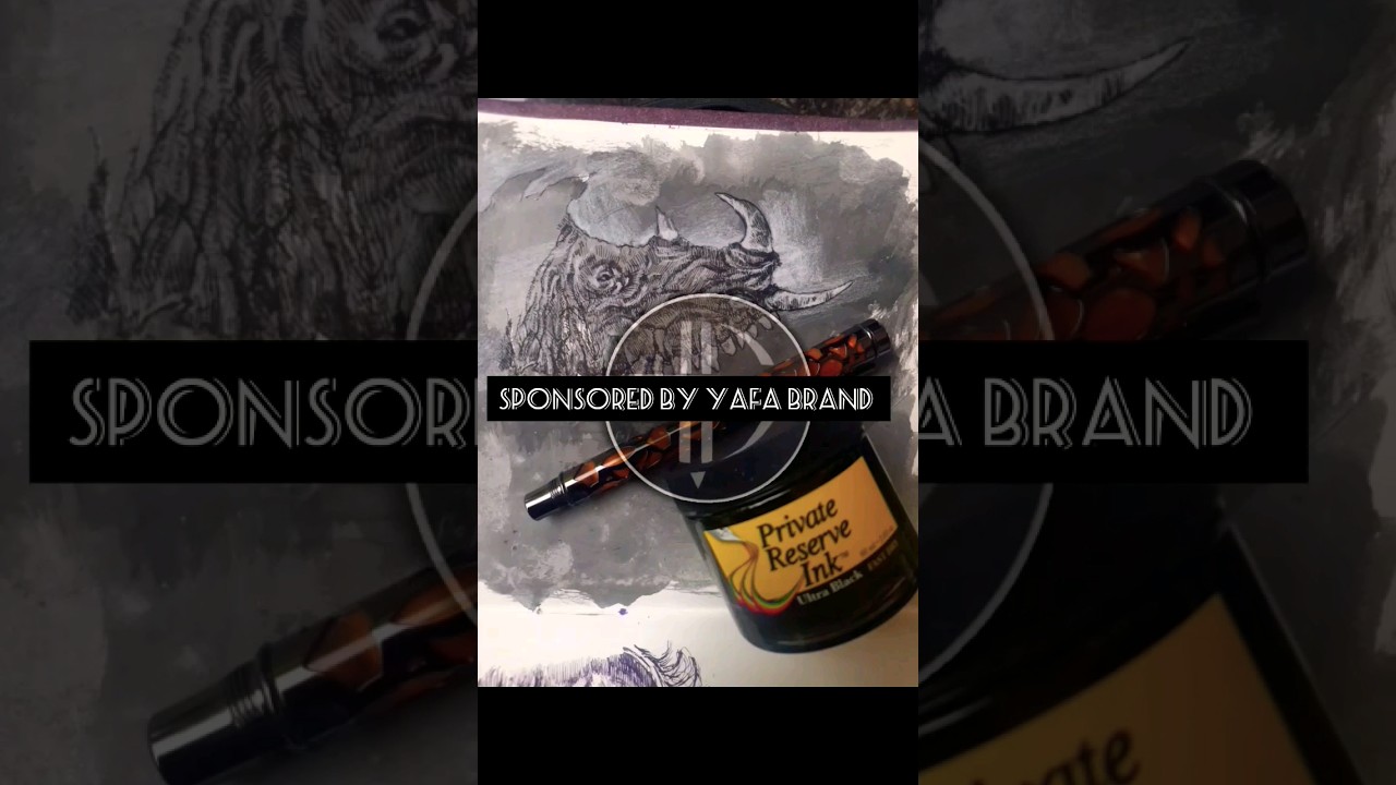 DRAWING OF A RHINO WITH FOUNTAIN PEN | CONKLIN ENDURA DECO CREST | PRIVATE RESERVE INK 