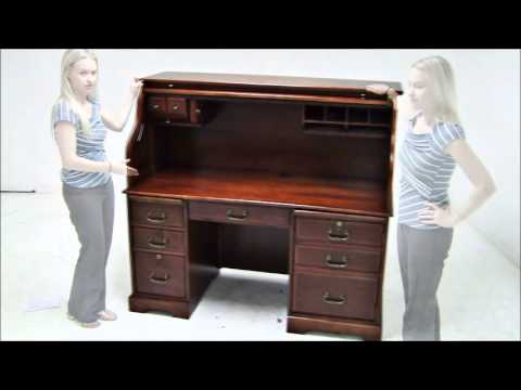 Cherry Roll Top Computer Desk Free Shipping Youtube