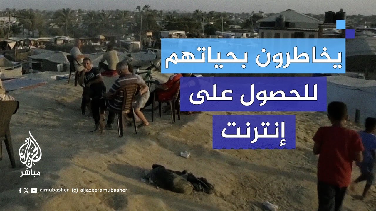 مهمة محفوفة بالمخاطر.. شبّان بغزة يعتلون مرتفعات للحصول على إشارة إنترنت