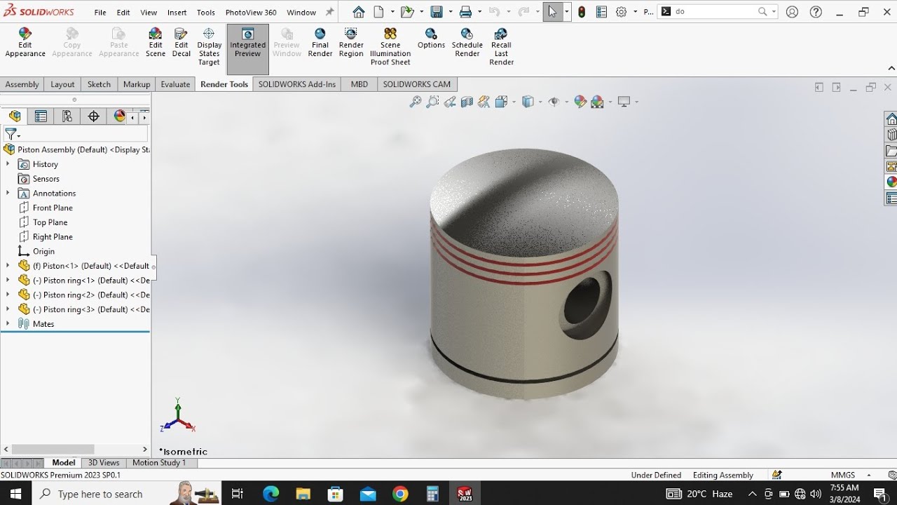 Solidworks Piston assembly Solidworks Assembly for beginners viral btech tutorial YouTube