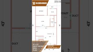 GROUND FLOOR 24x43 House Plan: OPTION Design for Small Plots | Optimize Your Plot with This Layout