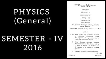 Physics (General) 4th Semester Paper-IV 2016 Tripura University Question Paper